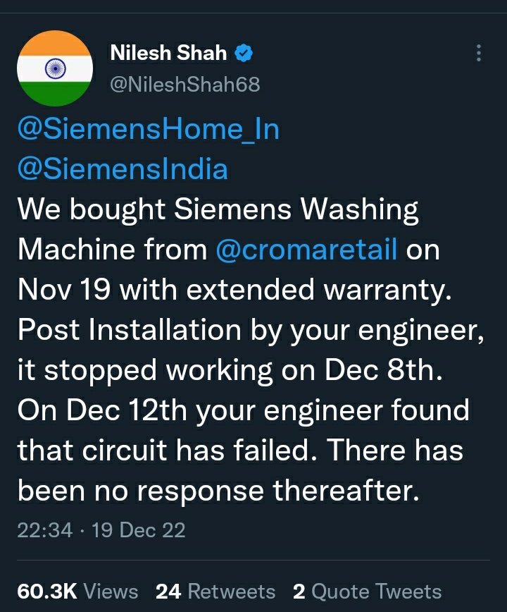 When a portfolio manager has to take up the matter, only conveys the situation of #Husbands. The traditional role of mem of protector and provider needs to be done away with, if equality needs to be achieved.. Also talks about the pathetic customer service of <a href="/cromaretail/">Croma</a>