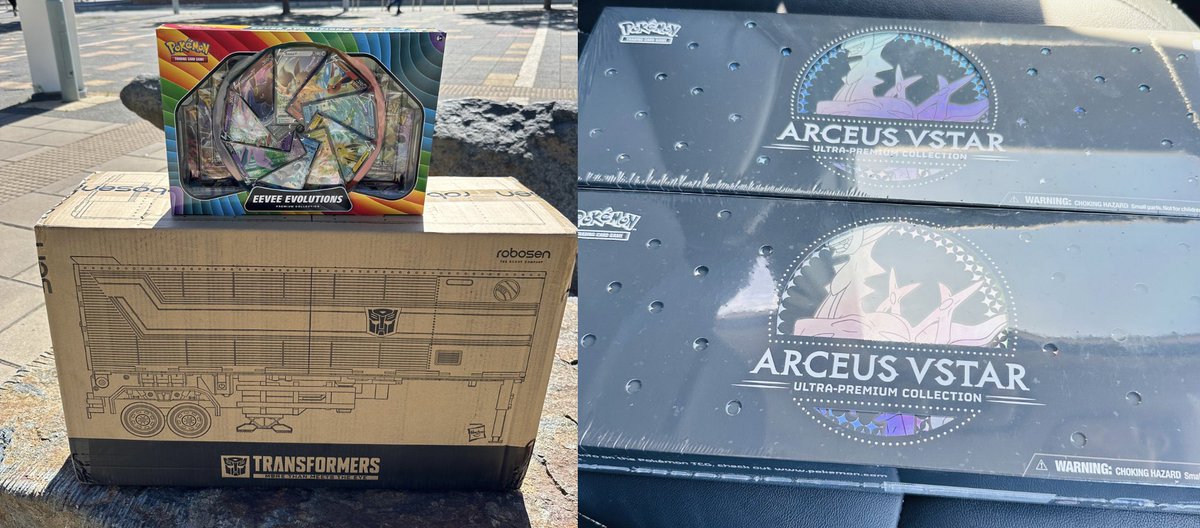 ian0404's tweet photo. My Christmas Haul from @EBGamesAus. Just want to wish you guys a Merry Christmas and thank the team at the Gungahlin Store especially Sean, Sonya and Brock for always making my visit to store so welcoming. Thanks again and Merry Christmas. #Transformers #Pokemon #PokemonTCG https://t.co/RlGo6hEtd5