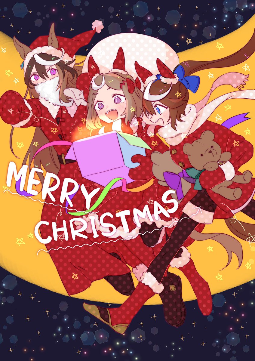 symboli rudolf (umamusume) ,tokai teio (umamusume) 3girls animal ears multiple girls stuffed animal stuffed toy teddy bear brown hair  illustration images