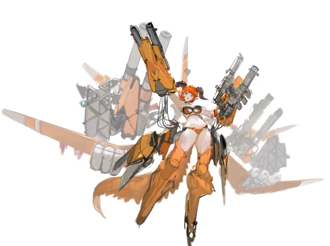 #兎に角10万フォロワー目指す～連作ドラゴンメカ娘の橙色です 
