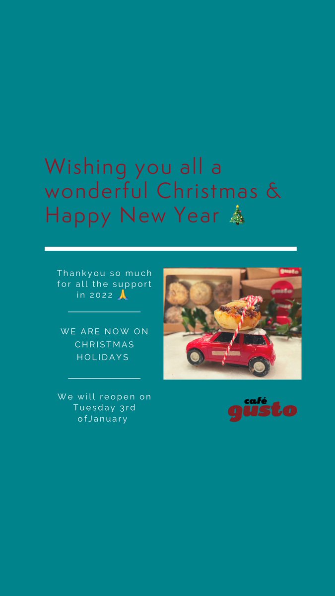 Warm wishes to each &amp; everyone that’s involved in keeping Gusto in business. 22 years we have been here! We had a good year and are feeling very thankful it went well, and we have another Christmas and New Year to look forward to!! Enjoy the break 🎄
See you all in 2023 ❤️