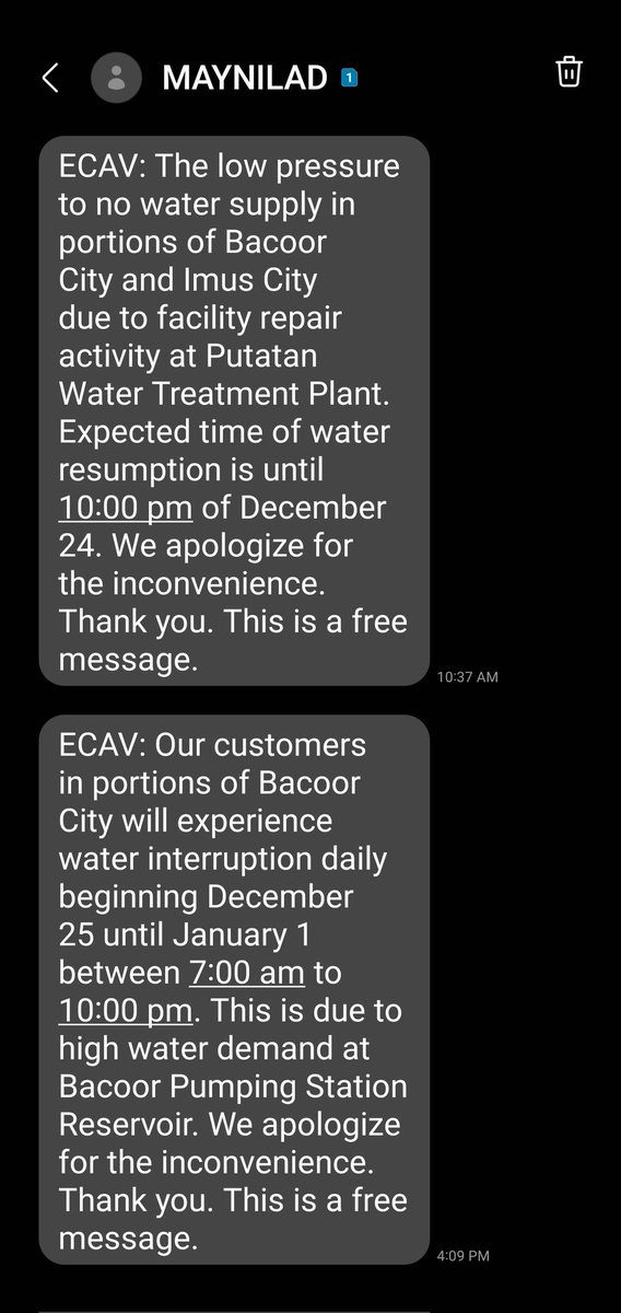 pipobarbosa's tweet photo. @maynilad mga boss @maynilad spare naman this holiday season. Haist!!! https://t.co/rnKzsLNbFT