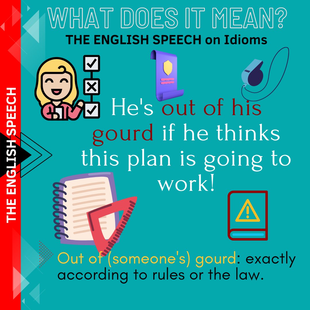englishspeech01's tweet photo. 🇬🇧Idiom: Out of (somebody's) gourd🇺🇲😊
#englishgrammar #englishopen #EnglishLanguage #englishrules #ingles #inglesfluente #inglês #anglais #英語垢 #英語アプリmikan #英語フレーズ #英語勉強 #英語スピーキングテスト https://t.co/yCmmkgB9Fe