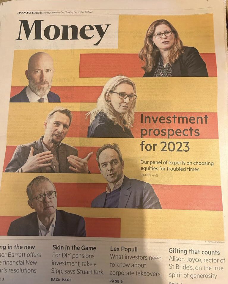 MoiraONeill's tweet photo. In today’s @ft_weekend you’ll find investment predictions for 2023 from a very erudite panel of fund managers and economists (and me 😂), plus some brilliant money resolutions to kick off the New Year from @claerb #moneyresolutions #investmentpredictions #investing @ftmoney https://t.co/GjSc62avv3