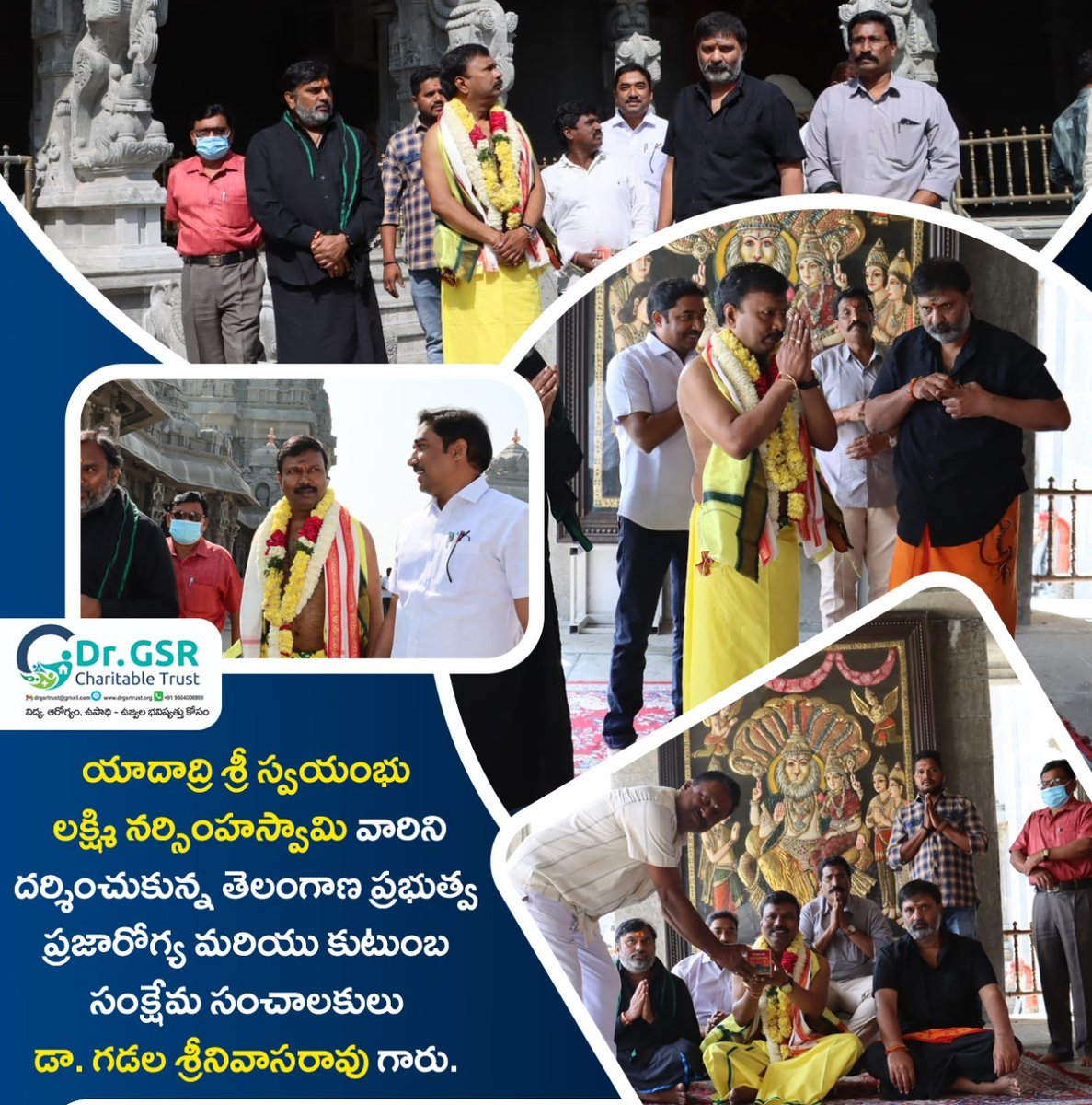 drgsrao's tweet photo. Had the blissful Dharshana of Lord Sree Lakshmi Narasimha Swamy at the magnificent #Yadadri Temple. Sought Lord's divine blessings for my daughter who is celebrating her 1st wedding anniversary &amp; Prayed for the welfare of mankind &amp; for Protection from New Coronavirus variant XBB https://t.co/R9nBVCckZk