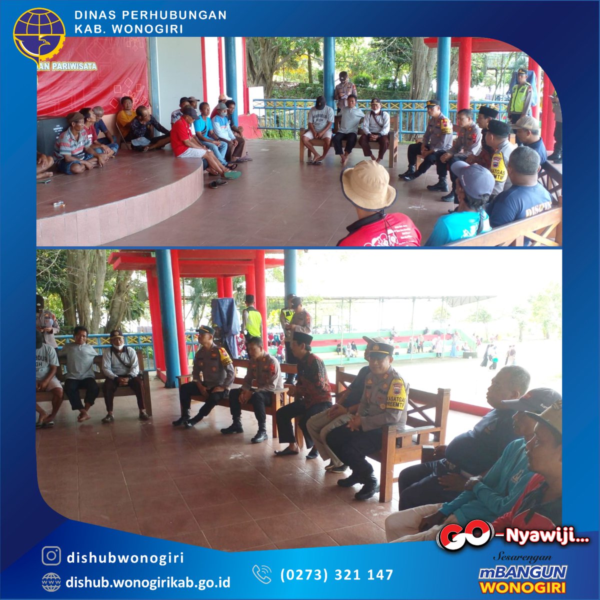 Polres Wonogiri bersama Dishub Wonogiri memberikan pengarahan terkait Keselamatan Penumpang Kapal di Obyek Wisata Waduk Gajah Mungkur. (24/12)

#wonogiri 
#bupatiwonogiri 
#pakjekek 
#jokosutopo
#gonyawiji
#sesarenganmbangunwonogiri
#dishubwonogiri