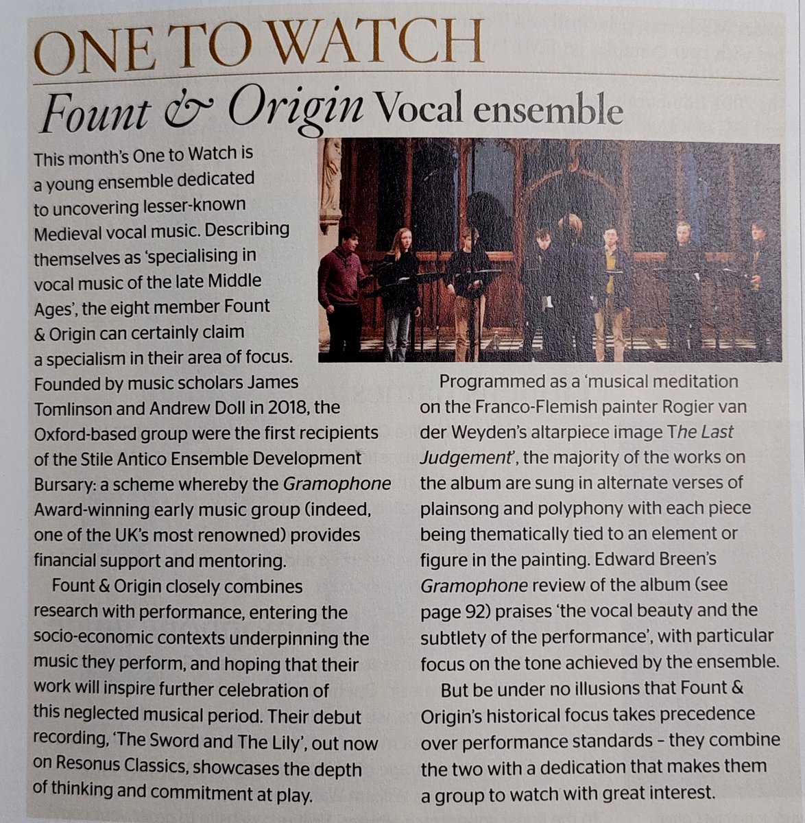 stileantico's tweet photo. Congratulations to @FountAndOrigin, first recipients of the #StileAnticoFoundation Ensemble Development Bursary, for this great @GramophoneMag mention for their debut album! It's wonderful for us — and the  supporters of our Foundation — to see them gaining wider recognition. https://t.co/GqJKRfzb3E