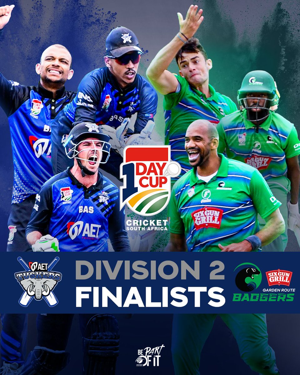 1⃣ chance to claim the title 

All roads lead to the Pietermaritzburg Oval as the AET Tuskers and Six Gun Grill Garden Route Badgers contest the Division 2⃣ #1DayCup Final 🏆

🗓️ 28 December

#BePartOfIt #SummerOfCricket