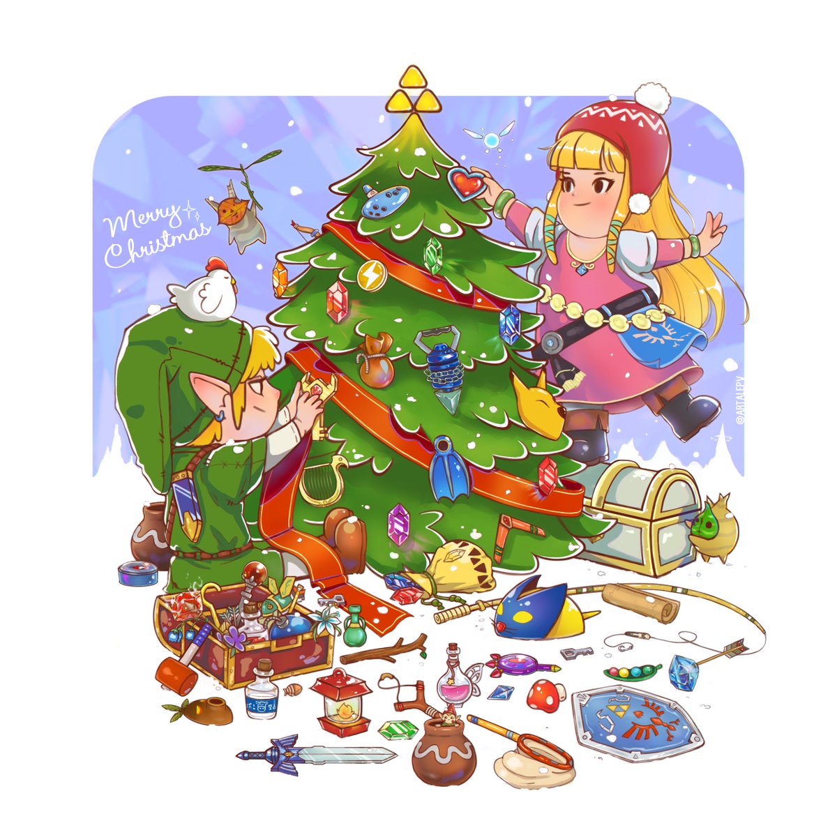 Merry Christmas🎄 #christmas #art  #zelda #link  #Illustration #drawing