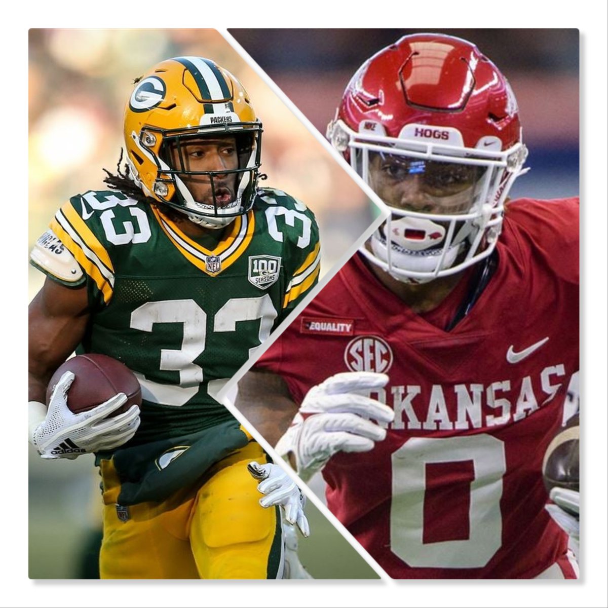 Arkansas Razorbacks RB: <a href="/RoyalGreen25/">Flash⚡️</a> 
5'11" 
208 lbs
Sophomore

Very electric and smooth style runner. He has breakaway speed in the open field. Breaks arm tackles and has solid contact balance against 'wimpy' tacklers. 

Player Comp: Aaron Jones | GB |