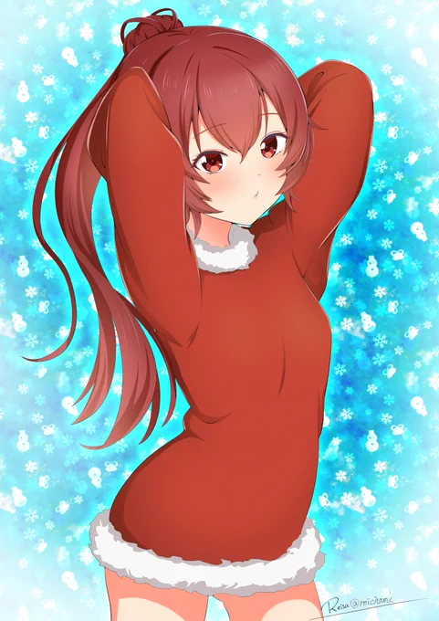 ハチナイクリスマス美少女名鑑 普段はツインテールだが、クリスマスということでポニーテールにしてみた美少女がいるらしい。#我妻天#ハチナイ #八月のシンデレラナイン 
