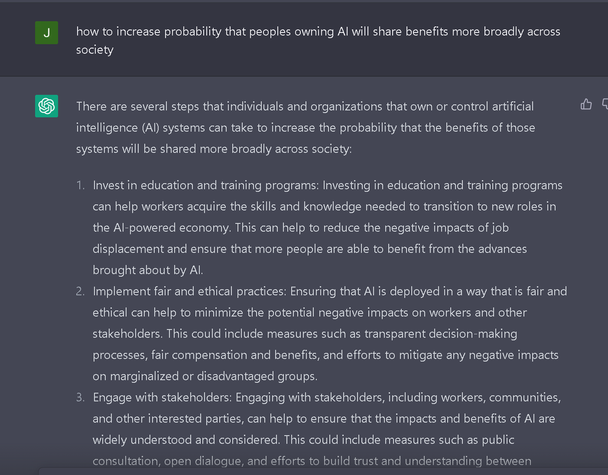 Mr_J_Photo's tweet photo. @OpenAIChat offer ideas to limit bad impacts of #AI transition on society, nice and objective solutions for the best of everybody. https://t.co/HwQXdQdlah