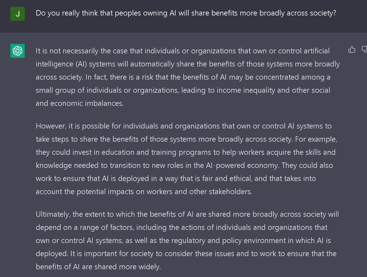 Mr_J_Photo's tweet photo. @OpenAIChat offer ideas to limit bad impacts of #AI transition on society, nice and objective solutions for the best of everybody. https://t.co/HwQXdQdlah