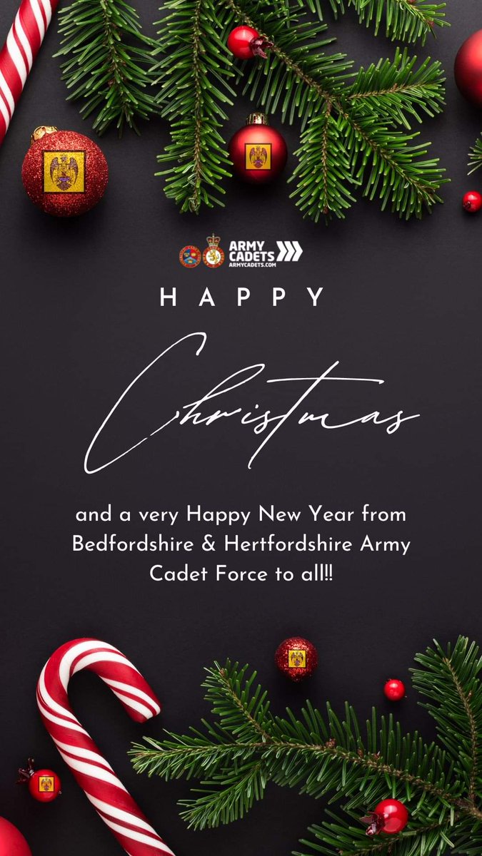 It's Christmas Eve, and Bedfordshire & Hertfordshire Army Cadet Force wishes all our Cadets, adult volunteers, and their families and friends a very Happy Christmas and a Happy New Year. #armycadetsuk #bhacf