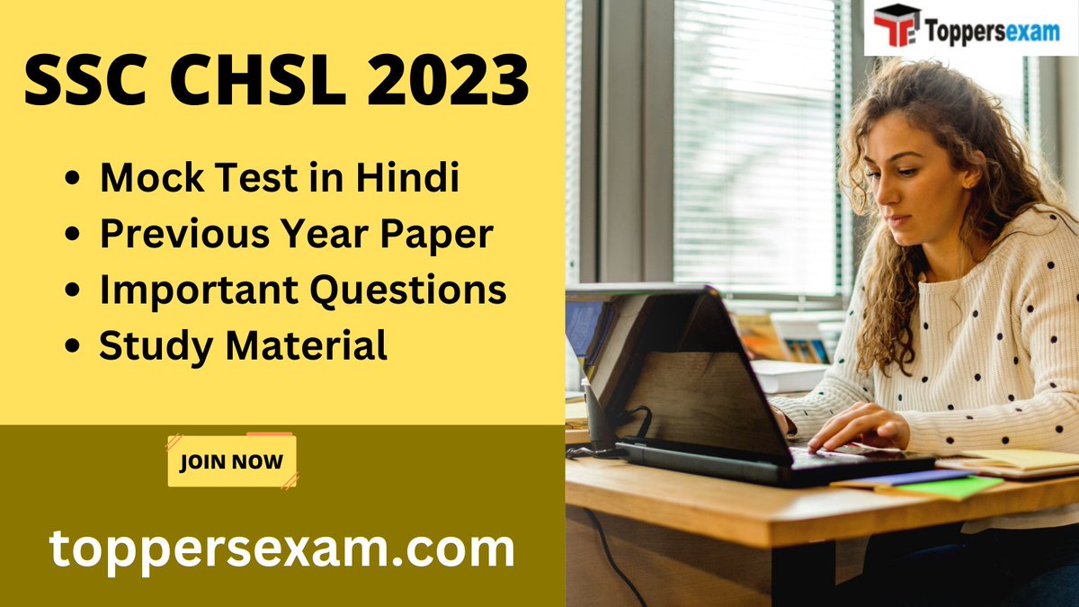 ToppersExam's tweet photo. SSC CHSL Exam Mock Test in Hindi, Previous Year Paper, MCQ, Important Questions, Study Material at https://t.co/y60pi5lPWZ
#toppersexam #modelquestionpaper #freemocktest  #sscchslbooks  #sscchslsyllabus #sscchslexam #sscchslexam #drdoexam #chslexam  #ssc  #sscchslexam  #sscchsl https://t.co/PbgVHUYVMe