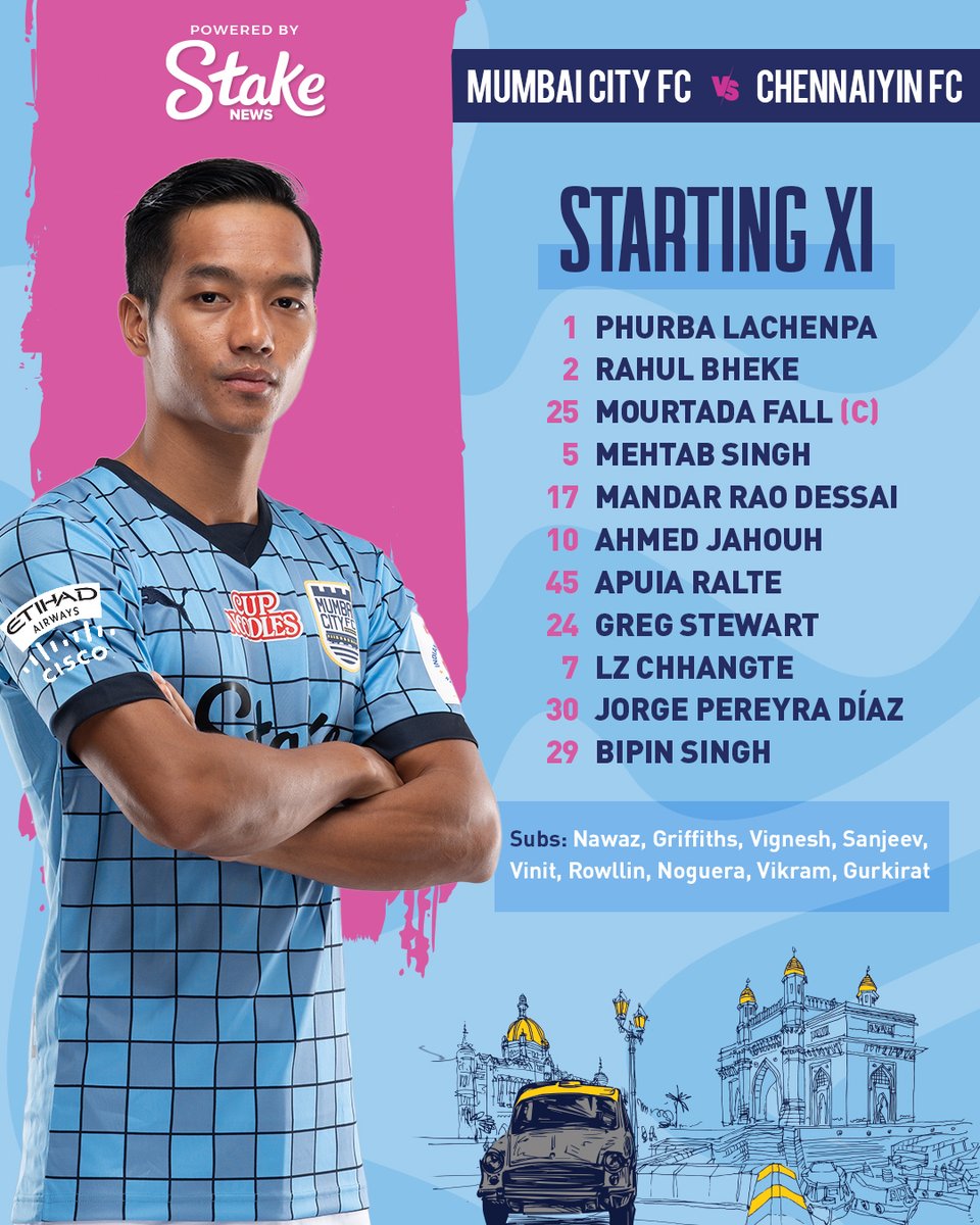 Mumbai City FC (@mumbaicityfc) on Twitter photo 🔹𝗧𝗘𝗔𝗠 𝗡𝗘𝗪𝗦 🔹
<a href="/DesBuckingham/">Des Buckingham</a> names an unchanged XI to face Chennaiyin FC at the Arena as Griffiths and Nawaz are named on the bench ℹ
#MCFCCFC #MumbaiCity #AamchiCity🔵 🔹𝗧𝗘𝗔𝗠 𝗡𝗘𝗪𝗦 🔹
<a href="/DesBuckingham/">Des Buckingham</a> names an unchanged XI to face Chennaiyin FC at the Arena as Griffiths and Nawaz are named on the bench ℹ
#MCFCCFC #MumbaiCity #AamchiCity🔵