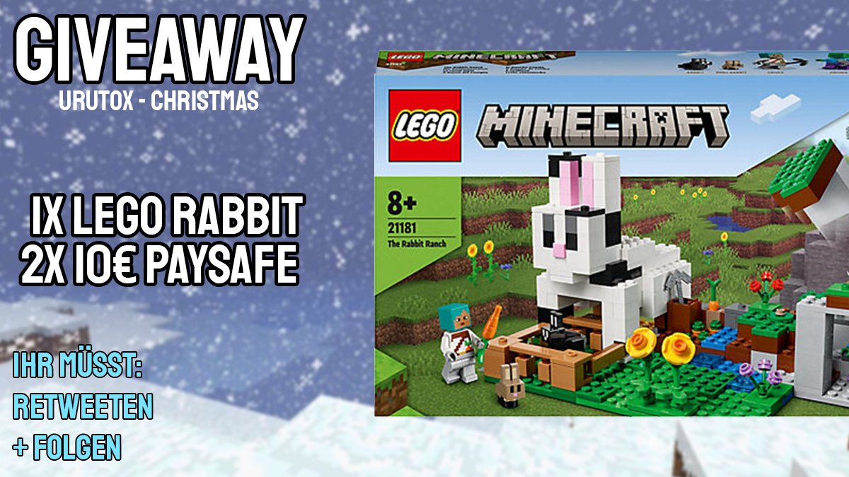 HoHoHo Frohe Weihnachten!
Kleines GIVEAWAY von mir (again)💚
Uru haut nochmal Geschenke raus ^^

Was musst du machen?
- Mir folgen auf Twitter
- Den Tweet retweeten

Gewinn:
1x Lego Rabbit Set
2x 10€ Paysafecard 

bis 26.12.2022 um 21 Uhr Zeit
Viel Erfolg! :D