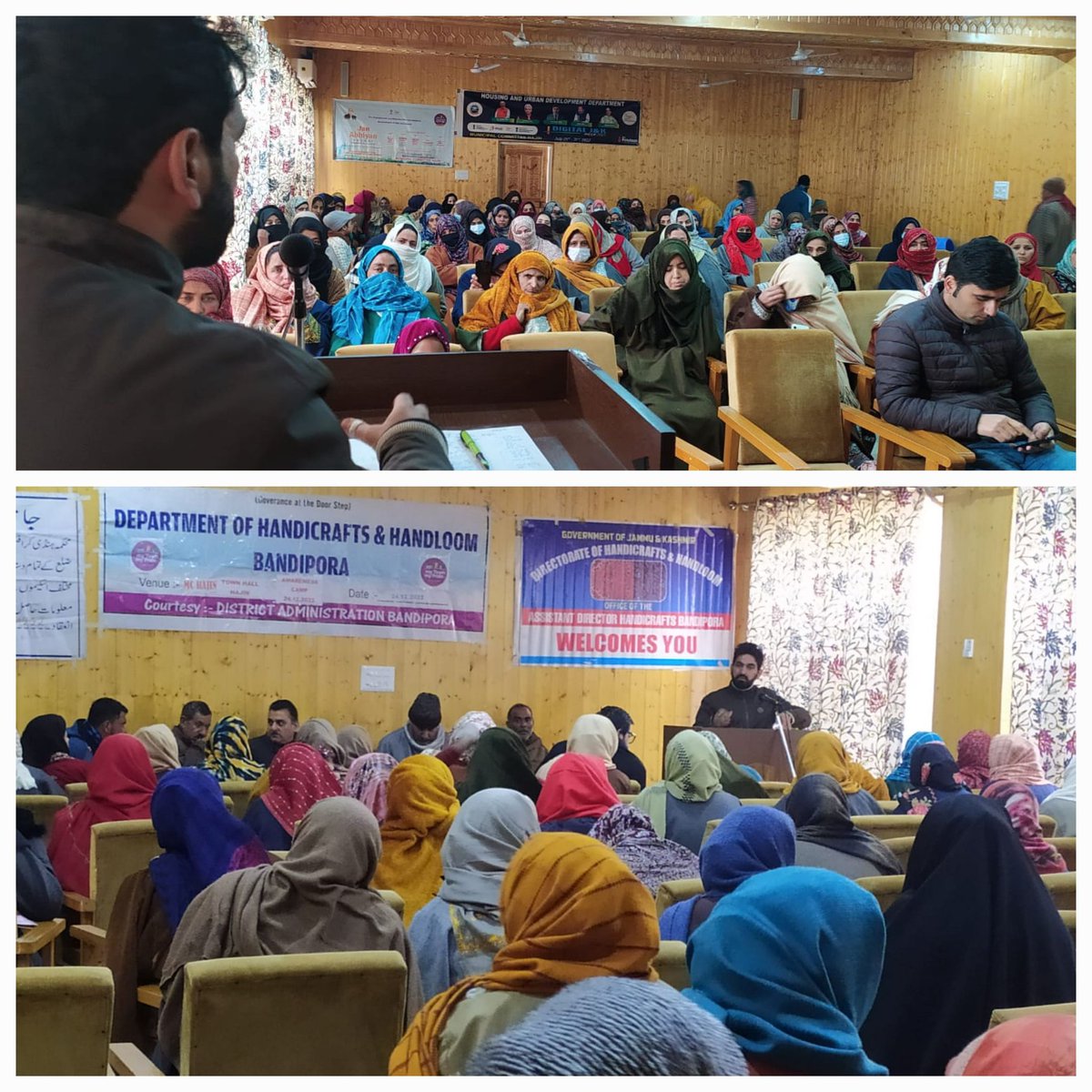 HHBandipora's tweet photo. Department of Handicrafts &amp; Handloom, Bandipora organises a day long Awareness Program at Town Hall Municipal Complex Hajin today on 24.12.2022.
@dohhkmr @dcbandipora @dicbandipora https://t.co/woIEPgbJih