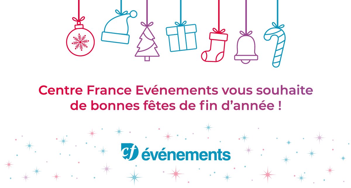 😄 Toute l'équipe de Centre France Evénements vous souhaite de bonnes fêtes de fin d'année ! Nous vous donnons rendez-vous en 2023 pour organiser de beaux événements à vos côtés 🥳