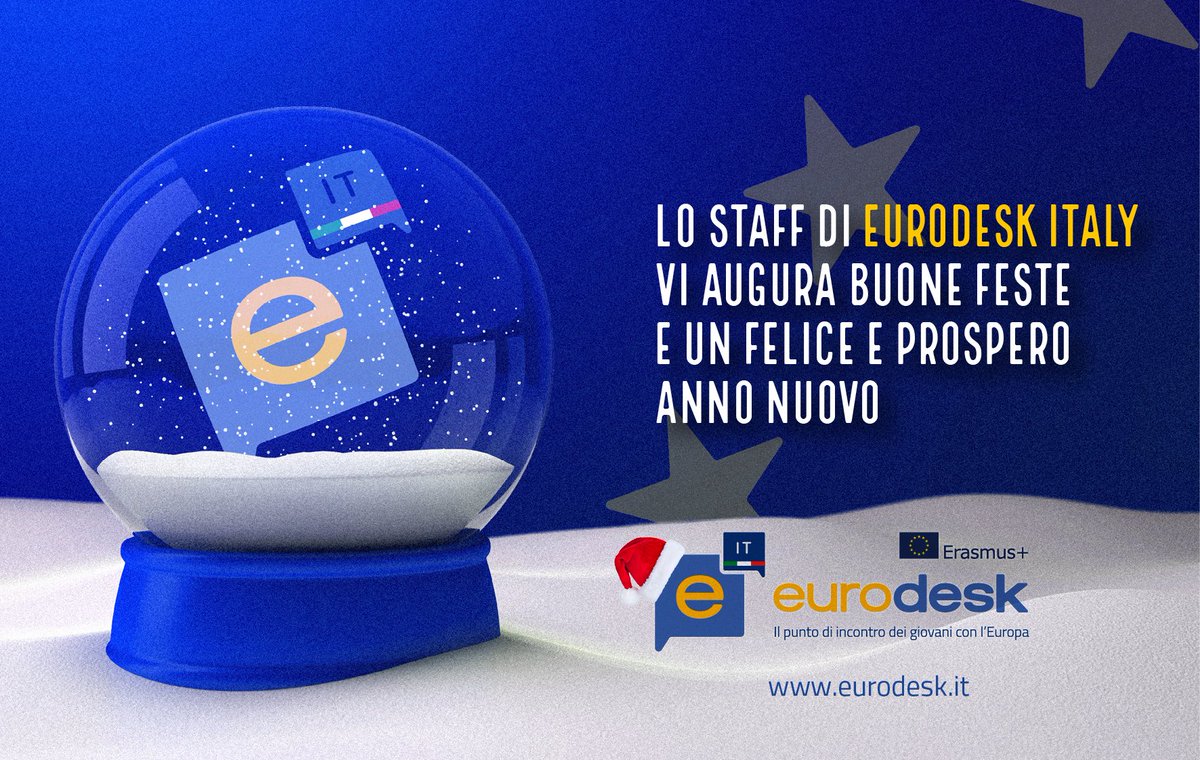 Durante la pausa invernale, i servizi di informazione/orientamento di Eurodesk Italy via e-mail/web/social network saranno sospesi tra il 24 dicembre e l'8 gennaio compresi.
L'Ufficio di Coordinamento Nazionale sarà invece non operativo tra il 2 e l'8 gennaio!
Buone vacanze!