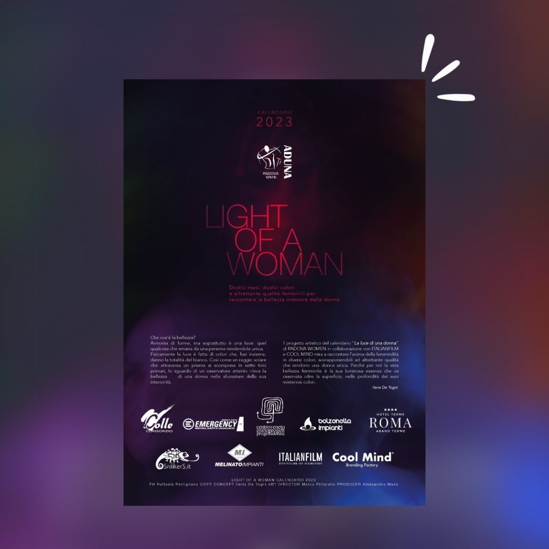 AdunaVolley's tweet photo. “LIGHT OF A WOMAN” - La bellezza di una donna è in tutte le sfumature della sua luce. 

Il primo calendario artistico con protagoniste le ragazze della B1. 
Edizione limitata con tutto il ricavato devoluto al Centro Veneto Progetti Donna ed Emergency.

https://t.co/d2aBL5madf https://t.co/H8KCB4vgSC
