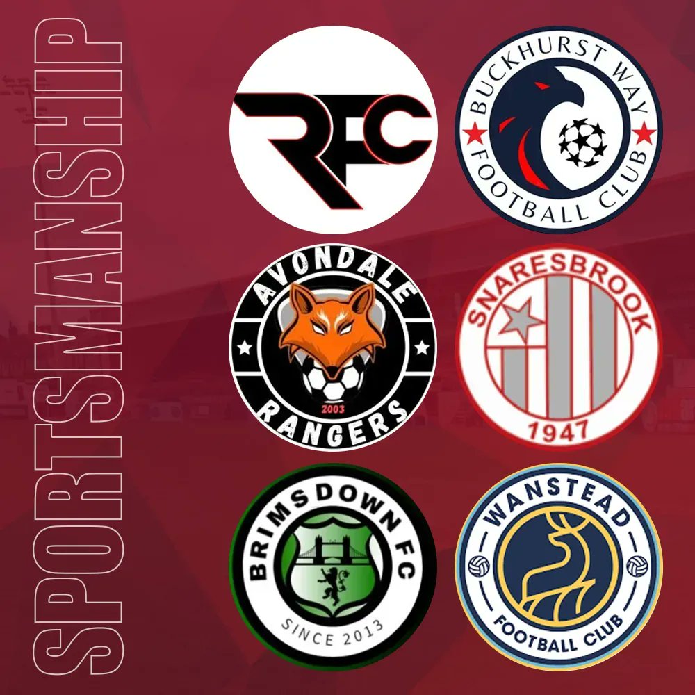 Congratulations to the 6 sides who top the #sportsmanship charts for their respective divisions at the half way point &amp; receive a £100 kit/equipment voucher to spend 🙌

Well done <a href="/fc_renegade/">RenegadeFC</a> <a href="/BuckhurstWayFC/">Buckhurst Way F.C. 🦌</a> <a href="/AvondaleRangers/">Avondale Rangers FC</a> @brimsdownfcuk <a href="/FcWanstead/">WansteadFC</a> <a href="/snaresbrookfc/">Snaresbrook FC</a> 👏