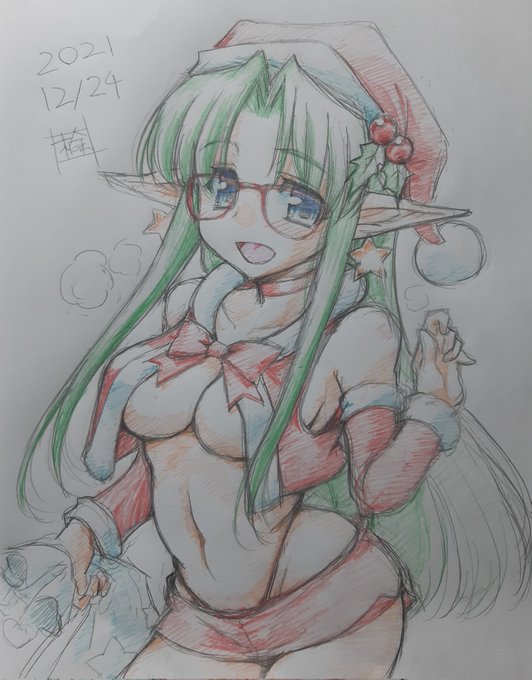 去年のうちのこ絵でメリークリスマスー 