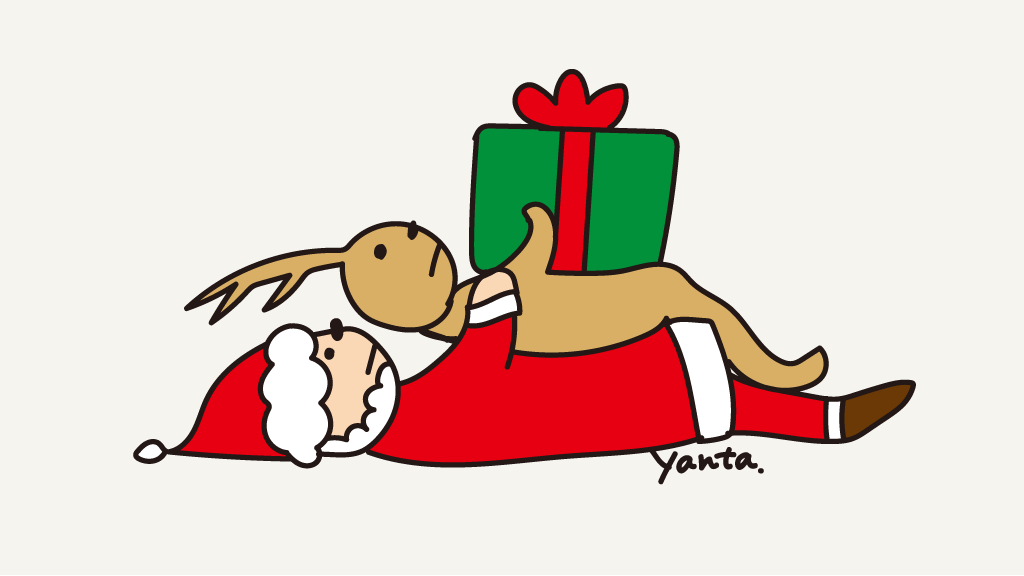 「クリスマスプレゼント靴下には入らないよね〜#クリスマス #イラスト  #今日は何」|あいはらちえ（YANTA）｜イラストレーターのイラスト