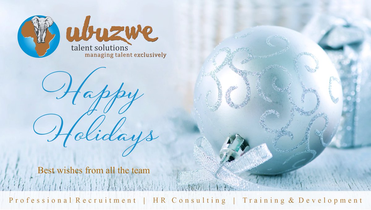 Happy Holidays
Best wishes from all the team. 
#UbuzweTalentSolutions #UbuzweTalent #Ubuzwe #recruitment #HRconsultants #talentsolutions #TaigeisDigital #ProfessionalRecruitment #RecruitmentSouthAfrica #CorporateRecruitment #workplace #TalentAcquisition