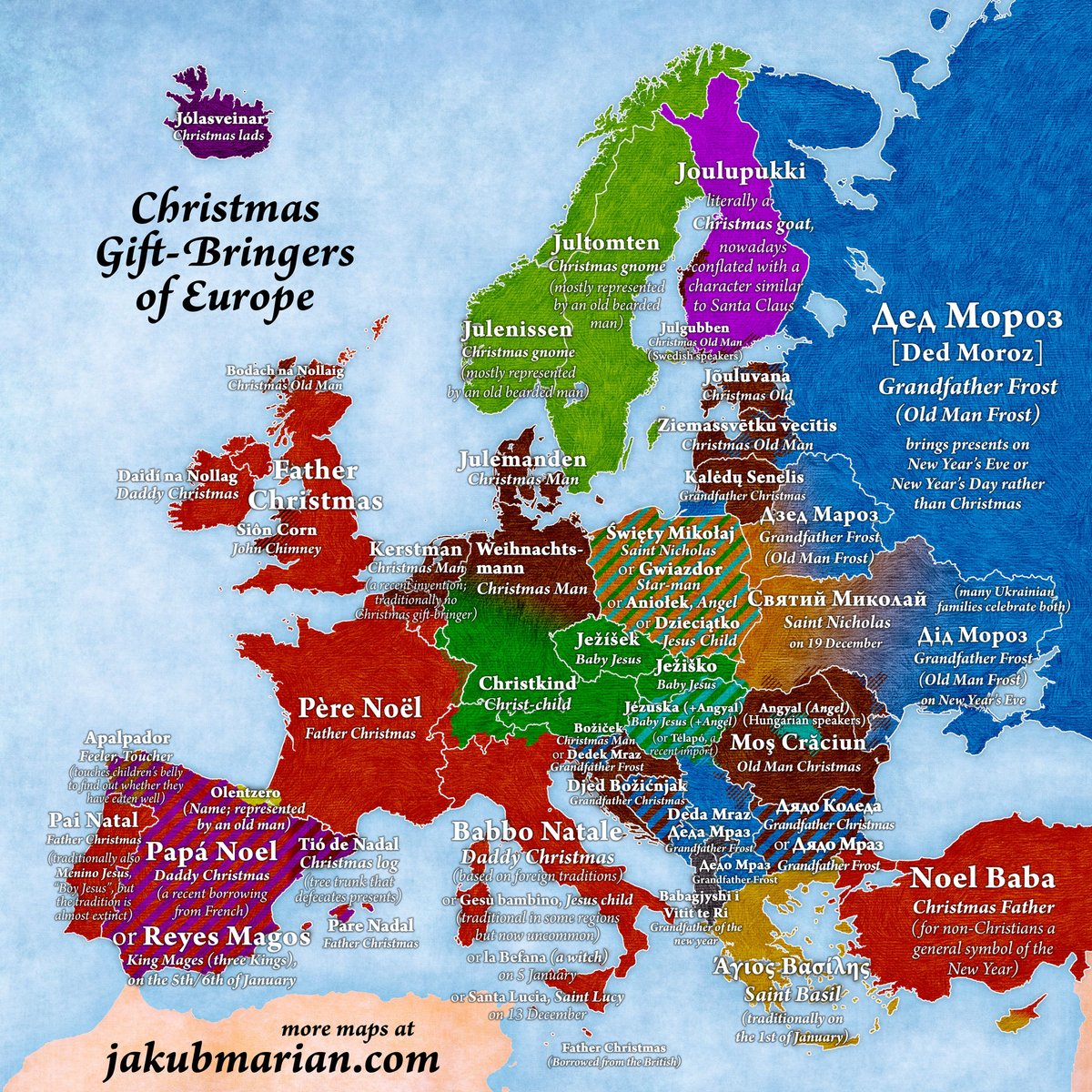 amazingmap's tweet image. Christmas gift-bringers of Europe  

Via @JakubMarian