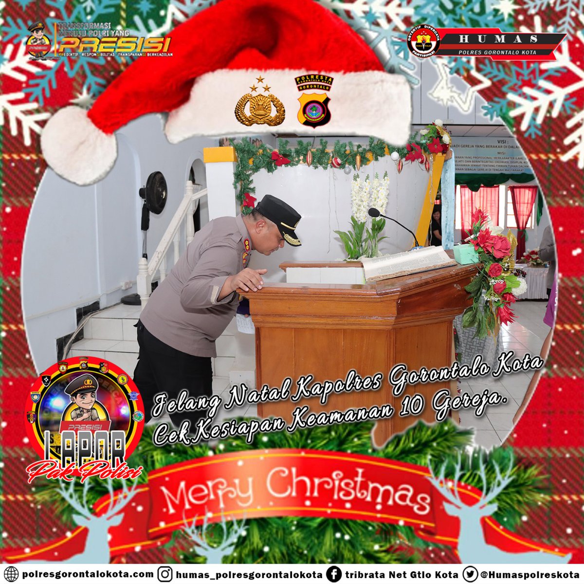 Jelang perayaan natal,Kapolres Gorontalo Kota Akbp Ardi Rahananto,SE,SIK,M.Si cek kesiapan keamanan digereja

<a href="/DivHumas_Polri/">Divisi Humas Polri</a> 
<a href="/humaspoldagtlo/">HUMAS POLDAGORONTALO</a> 
<a href="/Humaspolreskota/">Humas Polresta Gorontalo Kota</a> 
<a href="/Kapolresgtokota/">aaaaaaa</a> 
#kapolresgorontalokota 
#Polresgorontalokota
#natal2022
#polsekdungingi