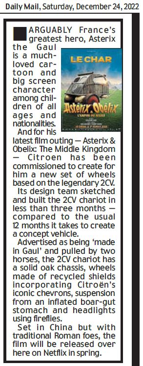 raymasseytweets's tweet photo. What would #Asterix drive? Find out by reading me 
@DailyMailUK @MailOnline @TweetOfAsterix
 #AsterixTheGaul @CitroenUK @Citroen @CitroenUKPR @JSHandcock @masonf55 @jertownsend @NetflixUK #movies
Scroll down: https://t.co/scOtPs12Qj https://t.co/Gm882sA1N3