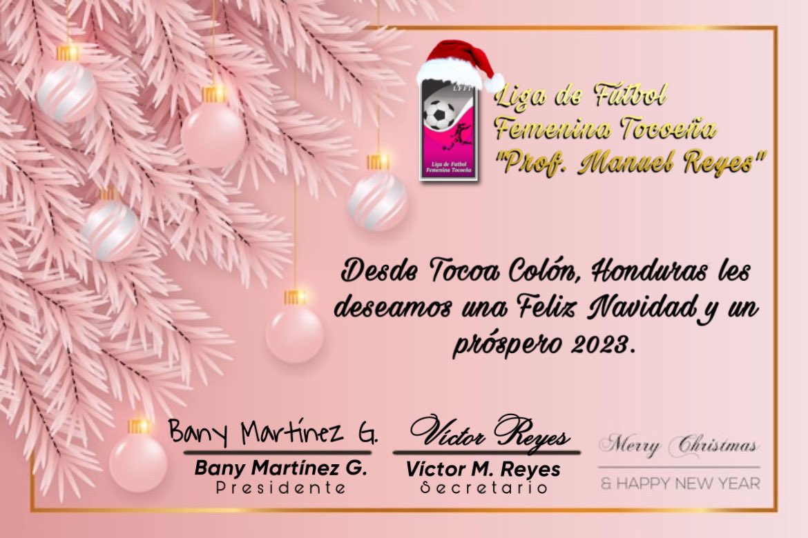 FutFemColon's tweet photo. De parte de la LFFT“Prof. Manuel Reyes” deseamos que esta NAVIDAD 🎄 la ALEGRIA y el AMOR reine en sus Hogares, mucha bendiciones para todos.

FELIZ NAVIDAD 🎄🎁 https://t.co/pVnF0x9JO2