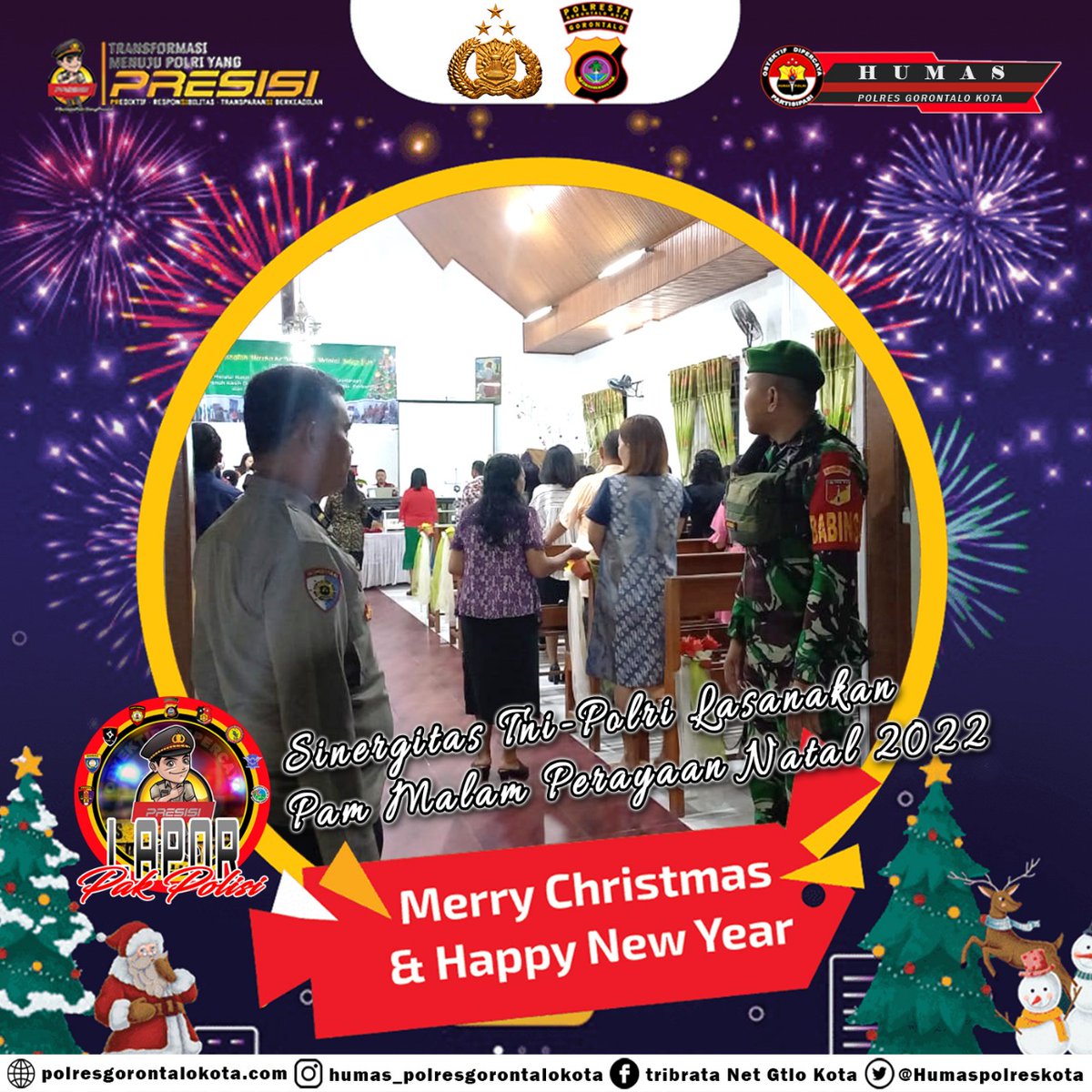 Sinergitas TNI Polri dalam melaksanakan pengamanan malam perayaan natal 2022

<a href="/DivHumas_Polri/">Divisi Humas Polri</a> 
<a href="/humaspoldagtlo/">HUMAS POLDAGORONTALO</a> 
<a href="/Humaspolreskota/">Humas Polresta Gorontalo Kota</a> 
<a href="/Kapolresgtokota/">aaaaaaa</a> 
#kapolresgorontalokota 
#PolresgorontaloKota
#natal2022 
#opslilin2022
#polsekdungingi