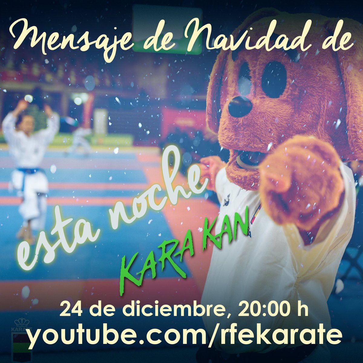RFEKarate's tweet photo. Tic-tac… cuenta atrás para nuestro recordatorio del año con karakan.
#FelicesFiestas #karateolimpico #Karakan
@Antonio77396213 @iberdrola @daedo @loterias_es @deportegob https://t.co/5ZZlUVAWvg