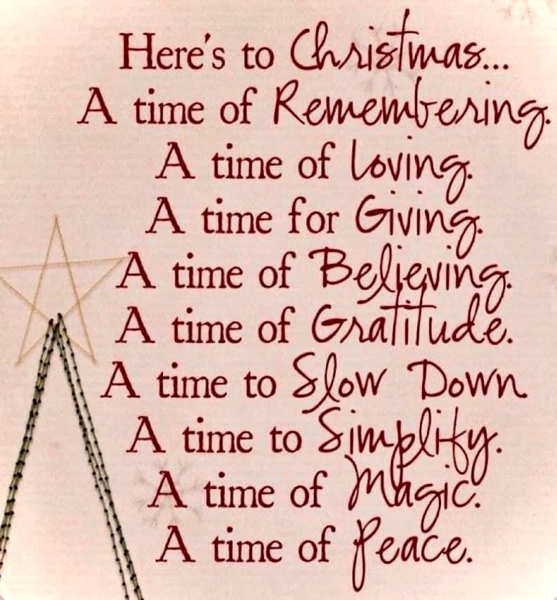 To friends, family, colleagues, acquaintances and neighbours and strangers. Wishing you all a very Merry Christmas. Peace, health, happiness and rest 🌟