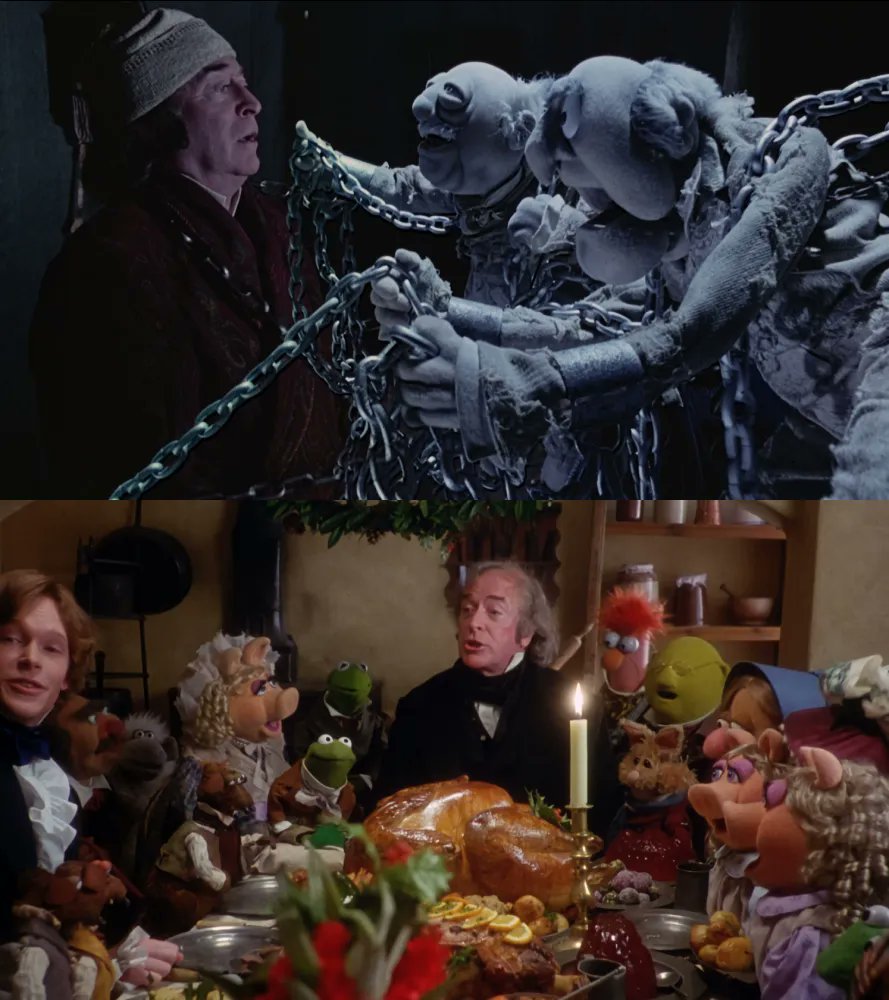 CineCalendar's tweet photo. Dec 24th - Ebenezer Scrooge is visited by ghosts of his former business partners, who tell him he will be visited by more ghosts to teach him the error of his ways #TheMuppetChristmasCarol https://t.co/2yuRvhGJM1