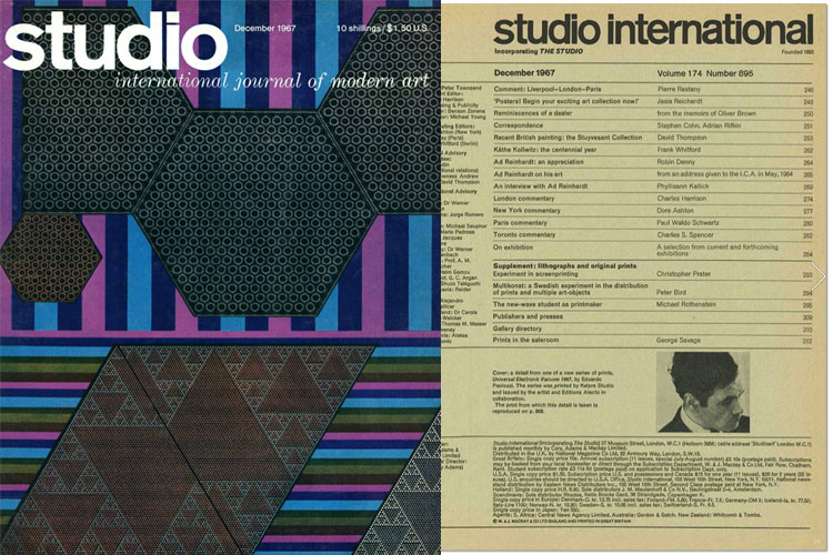 studiolatest's tweet photo. #StudioArchive #throwback looks to our December 1967 issue of #StudioInternational with, among much else, features on #KätheKollwitz and #AdReinhardt
https://t.co/KsBZL2iBcz https://t.co/ewu0pIh7DT