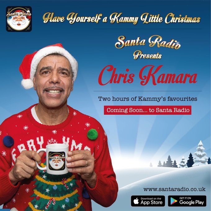 Feeling festive today?
How about a bit of Kammy’s Littke Christmas with <a href="/chris_kammy/">Chris Kamara</a> 

2 hours of the best Christmas songs and some of Kammy’s too. 
ON NOW!!!

Merry Christmas!!

#christmas #ChristmasEve #ChristmasMusic