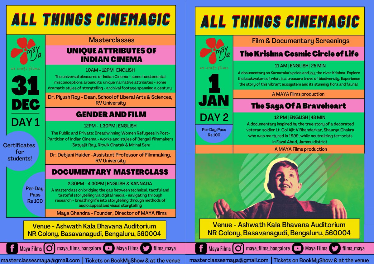 films_maya's tweet photo. Attention all film enthusiasts!

Come join us for two days of #Masterclasses, #Discussions, and #Screenings at "All Things Cinemagic" by #MayaFilms! 

@nBangalorepost 

#Film #Cinema #filmscreening #Bangaloreblogger #bengaluru #bengalurudiaries #whatshotbangalore #Bangaloretimes https://t.co/6CrcwxKkz3