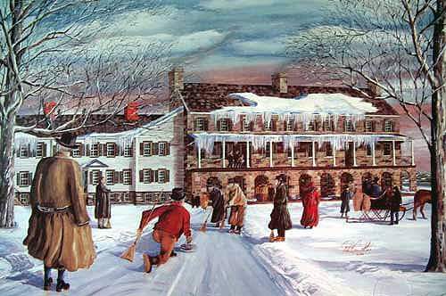 square_save's tweet photo. "This Week in New Brunswick History":
December 24, 1854
"In Fredericton, John Neill and seven associates form New Brunswick’s first curling club, establishing their rink in Officers’ Square."
Image by local artist Dale Carruthers.
#fredericton #heritage #historic #curling #winter https://t.co/NEplgL7OIw