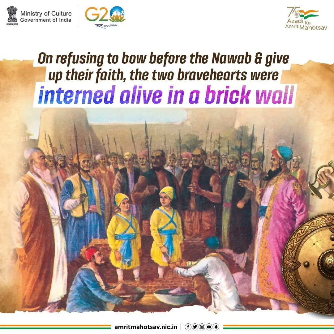 AmritMahotsav's tweet photo. It not only stands as testimony to their bravery &amp; heroism but continues to give the inspiration to build a world that is just &amp; inclusive (2/2)

#AmritMahotsav #VeerBaalDiwas #MainBharatHoon #CharSahibZade https://t.co/SVEroFGDoU