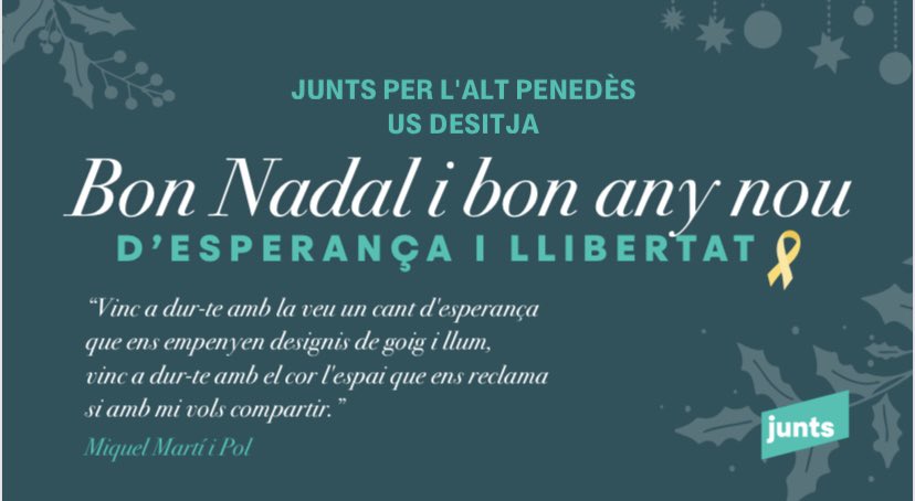 juntsaltpenedes's tweet photo. @juntsaltpenedes us desitgem un Bon Nadal i Bones Festes. 🎄

Que el 2023 arribi ple de nous projectes, èxits i progrés. ⭐️ https://t.co/6AJU2e965W