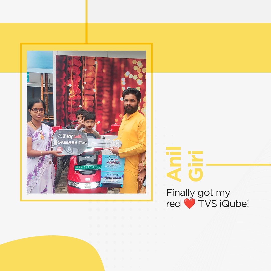 tvsiqube's tweet photo. The TVS iQube family just gained another member! We hope this #SmartlySimple solution brings you an electric year ahead.
#ThePowerOf123 #TVSiQubeElectric #TVSiQube #TVSMotorCompany #MadeTheSwitch https://t.co/5NnvNiecG7