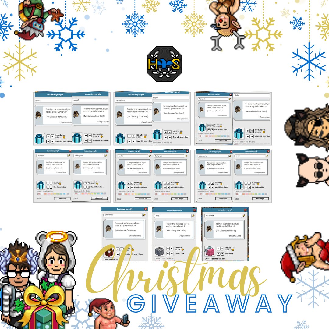 HabboDoHS's tweet photo. 🎁 GIFT WRAPPED WINNERS (Days 1 to 24) 🎁

@reniellavmhabbo
@hundredston @kensh_10 @500yennie @BB8Hab @retroclowdhb @Synch_Habbo @HabboMarou_28 @FrakeHabbo @Johnny_HBO @FriedEggRicee @TheHarveh @Denoument @MechaPlushie @Joonicornia 

+ + + + + + + + + + https://t.co/eHeX6yk7ng