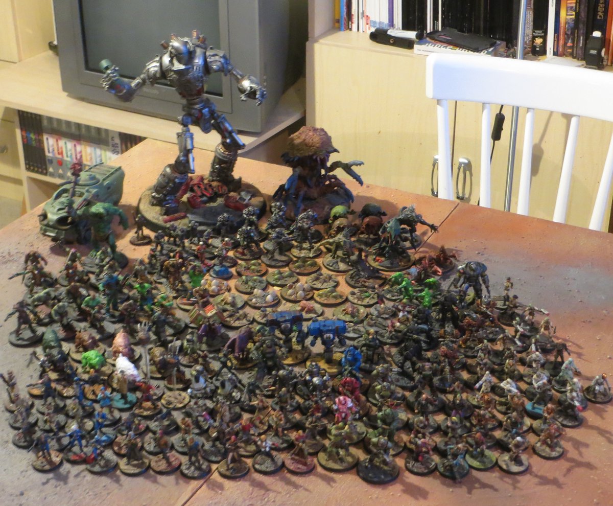 KimmoPonkala's tweet photo. All my Fallout minis for now. 213 if I counted correctly. Still missing most of New Vegas stuff and latest releases but next year I will get more. #fallout #tabletopgames #falloutwastelandwarfare #modiphius #miniaturepainting #fallout3 #fallout4 #wargames https://t.co/sRWZO1ikiy