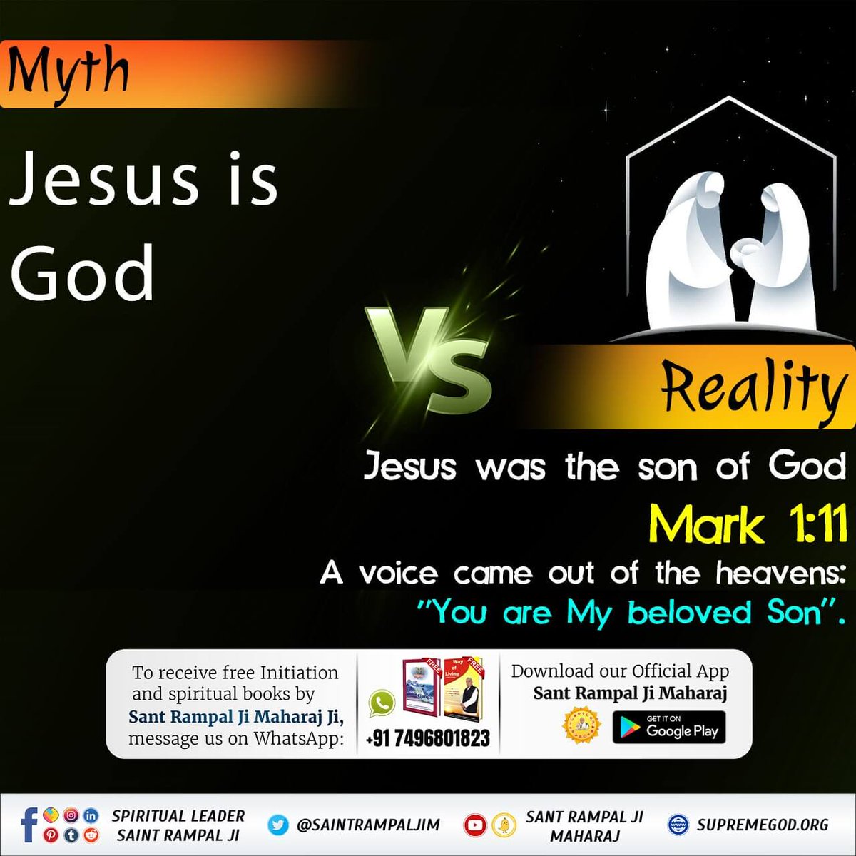 ईसाई धर्म में भी एक से अधिक प्रभु हैं तथा साकार हैं।
#Is_Jesus_God
बाईबल उत्पत्ति ग्रंथ 18:1-10 अब्राहम को यहोवा ने दर्शन दिया, जब अब्राहम ने आँख उठाकर देखा तो तीन पुरुष (God) उसके सामने खड़े थे। इससे सिद्ध है कि ईसाई धर्म में भी एक से अधिक प्रभु हैं तथा साकार भी हैं।