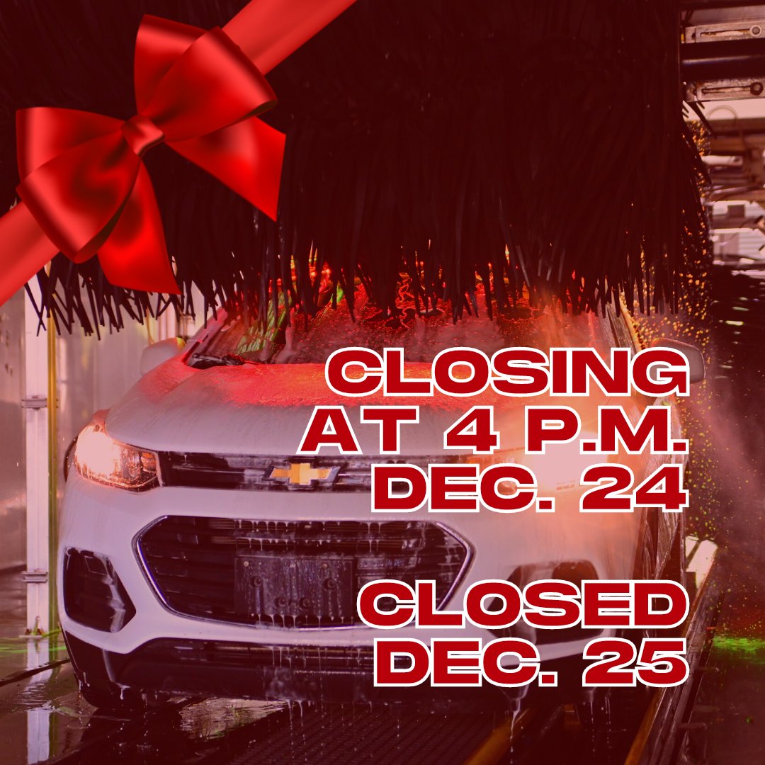 wiggywash's tweet photo. Wiggy Wash will close at 4 p.m. today, Dec. 24, and will remain closed tomorrow, Dec. 25, to allow our team members time with family and friends. https://t.co/FDTtISBF4Y