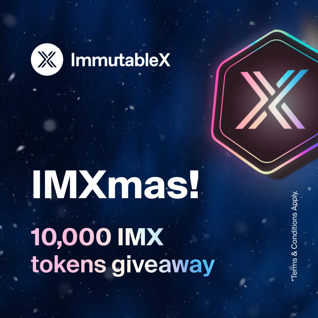 🎁10,000 $IMX Giveaway 
 
Merry IMXmas Immutables! To celebrate the holidays, we’re giving away 10,000 IMX tokens to a lucky member of our community. Happy Holidays 🅧
 
To enter:
👑  Like/RT this post
👑  Follow <a href="/Immutable/">Immutable</a>
👑  Enter w/ the link below

gleam.io/poqAP/10000-im…