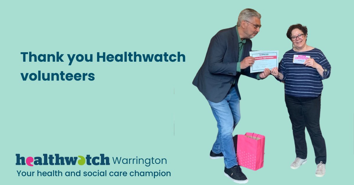 Talk to us about our volunteering opportunities and we can work with you to find something that suits you. . healthwatchwarrington.co.uk/volunteer
#Warrington